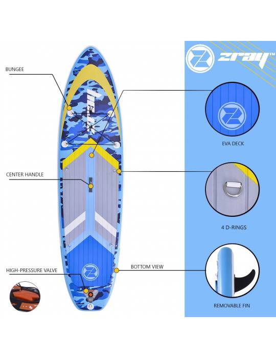 Pack paddle Zray SUP Camo Blue 10'8 PB-ZCAB108