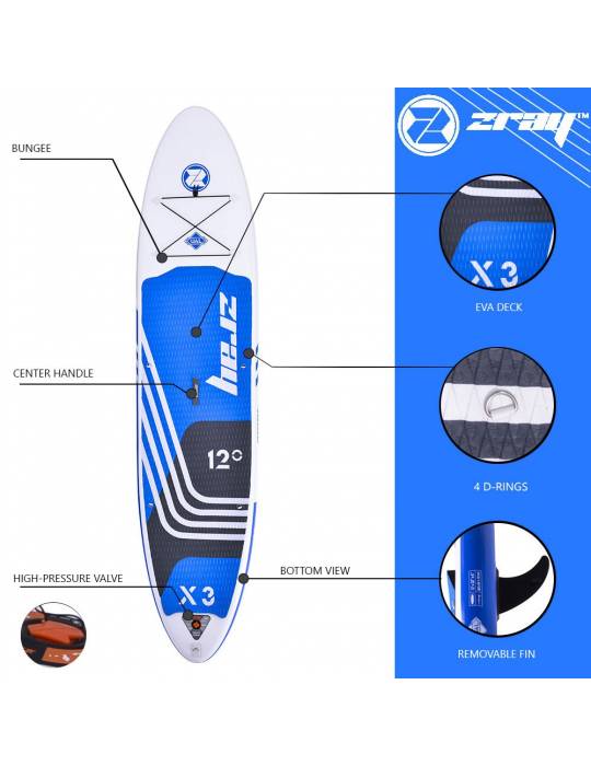 Pack paddle Zray SUP X-Rider X3 12' PB-ZX3E
