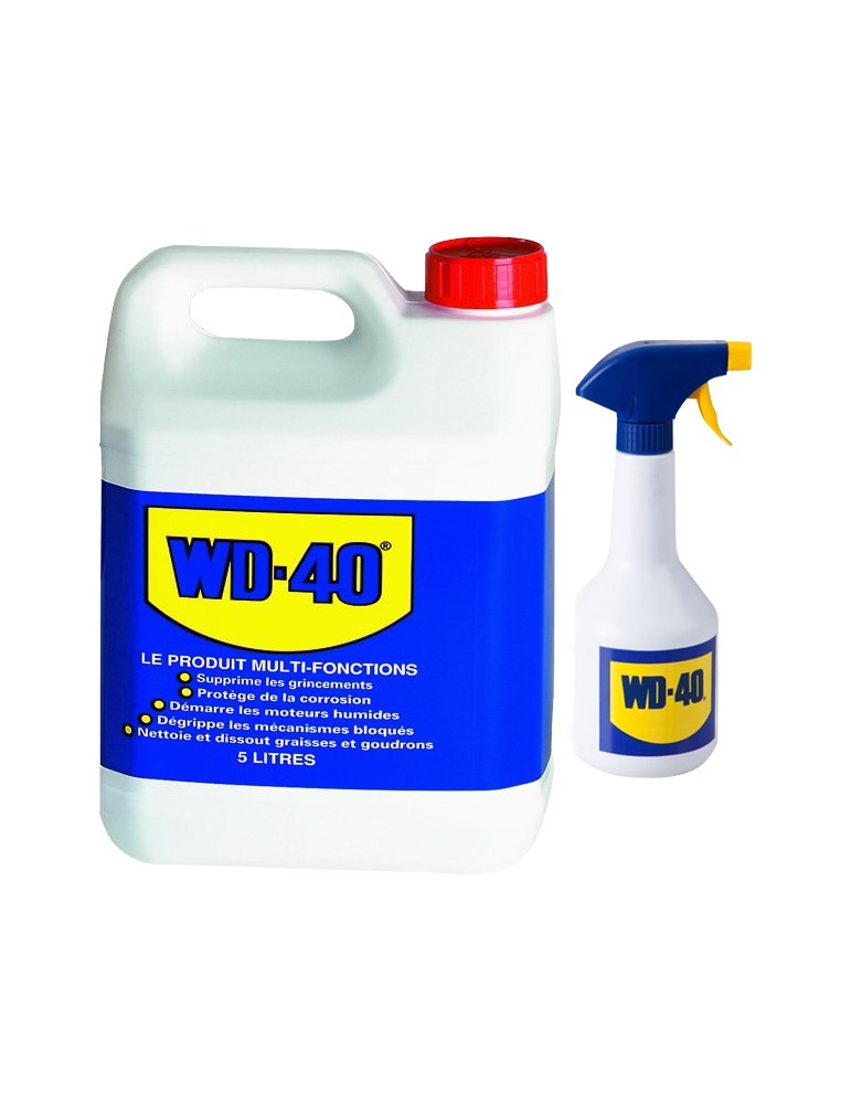WD40 bidon 5L+ pulvérisateur - Lubrifiant Dégrippant  Anti-corrosion/humidité - WD-40 - Jetattitude
