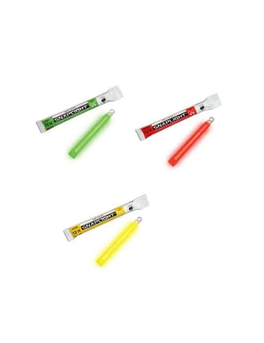 Pack 3 batons lumineux Vert / Jaune / Rouge - Cyalume Snaplight 12H CYA-Jaune-Rouge-Vert